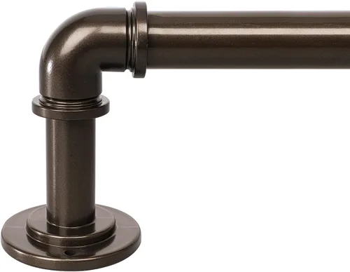 Miniatura 14 de OLV Barras de cortina industriales negras para ventanas de 48 a 84 pulgadas (4 a 7 pies), 1 pulgada de diámetro, barras para cortinas opacas Negro