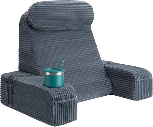 Miniatura 16 de Almohada de lectura para adultos, almohada de espalda para sentarse en la cama, almohada de respaldo para sentarse en la cama, brazos desmontables