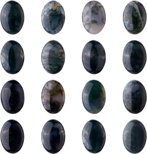 Miniatura 30 de Crafans Flat Back Gemstone Oval Cabochons Natural Stone Cabochons Healing Power Stone Chakra Crystal for Crafts DIY Jewelry Making Supplies