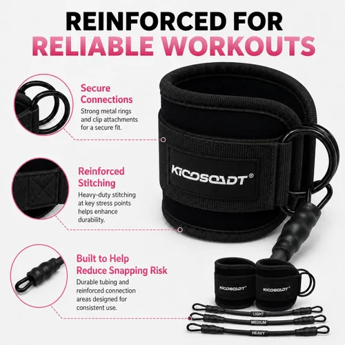Miniatura 3 de Ankle Resistance Bands with Cuffs, Natural Latex Tubes, 3 Levels for Leg and Glute Workouts, Padded Ankle Straps for Kickbacks, Hip Training and