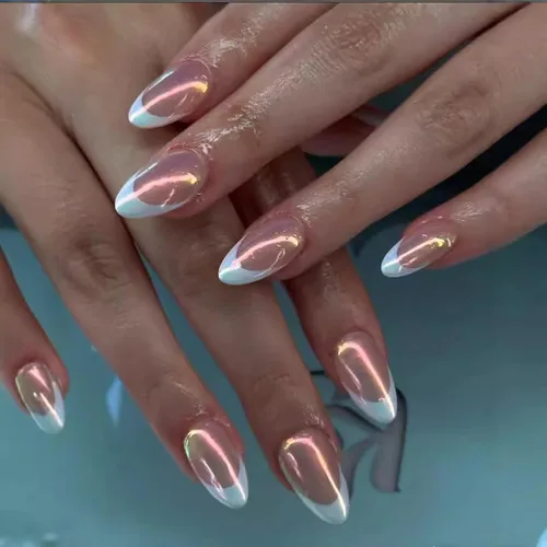 Miniatura 13 de Uñas postizas cortas a presión, uñas postizas de otoño con punta francesa, color marrón, cobertura completa, con diseños de remolinos marrones, uñas