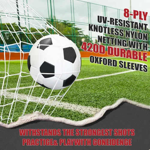Miniatura 5 de BaseGoal Portería de Fútbol, Red de Fútbol, Porterías de Fútbol para Patio Trasero, con Marco de Lazo, Base Metálica Plegable y Escalera de Agilidad