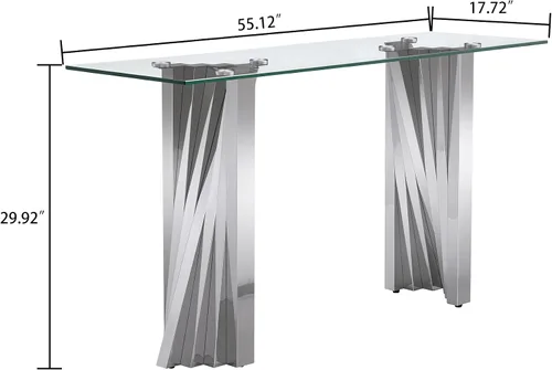 Miniatura 88 de Mesa de centro de cristal de lujo, mesa de centro de sofá de 47 pulgadas con marco de acero inoxidable dorado y parte superior de vidrio negro, mesa