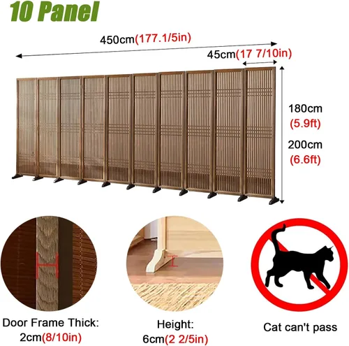 Miniatura 2 de 2 3 4 5 6 8 10 paneles de madera para pared de división de habitación, pantallas de privacidad plegables con base desmontable, para el hogar, hotel