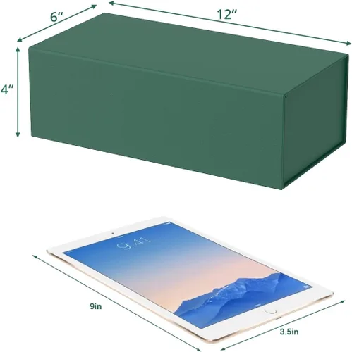 Miniatura 3 de Caja de Regalo 12" x 6" x 4" Pulgadas, Caja de Regalo Grande con Tapa, Cajas Verde Bosque para Regalos, Cumpleaños, Día de San Valentín, Día