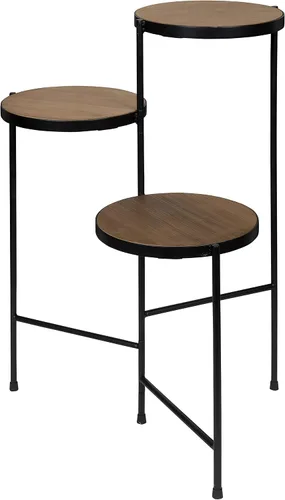 Kate and Laurel Fields - Soporte moderno de tres niveles de metal y madera para plantas, 17 x 22 x 30 pulgadas, negro y dorado, soporte decorativo