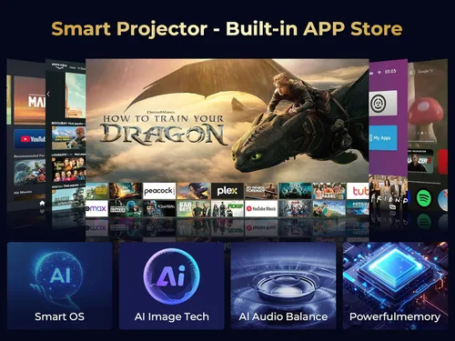 Miniatura 2 de GooDee Proyector Inteligente 4K con WiFi 5G y Bluetooth, Aplicaciones de Streaming Integradas, Dolby Audio Proyector de Películas al Aire Libre