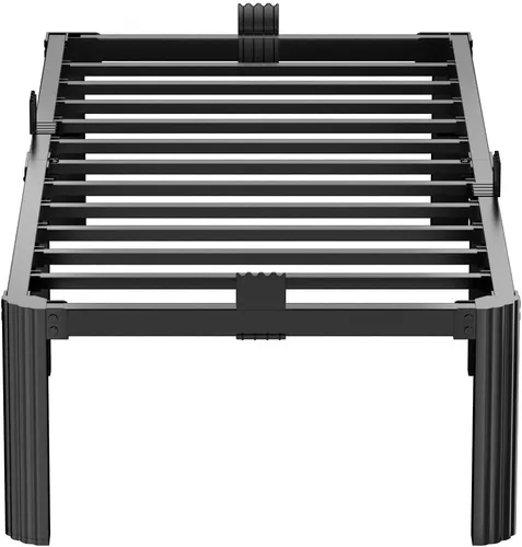 Base de cama individual de 14 pulgadas, 3500 libras, plataforma de metal resistente sin ruido con retenedores de tapones de colchón, compatible con