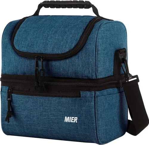 Miniatura 21 de MIER Lonchera con 2 compartimentos para hombres y mujeres, a prueba de fugas, aislada, para el trabajo, azul esteel, mediana azul (Bluesteel)