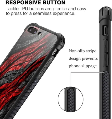 Miniatura 5 de Carcasa para iPhone 8 Plus, 9H de cristal templado para iPhone 7 Plus, para hombres y niños, diseño de patrón fresco a prueba de golpes, Grano