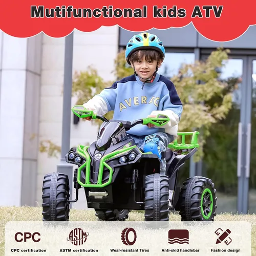 Miniatura 3 de Soar Cuatro ruedas para niños – ATV eléctrico de 4 ruedas para niños de 3 a 6 años, cuatrimoto de 12 V con luces LED, música, velocidad alta/baja