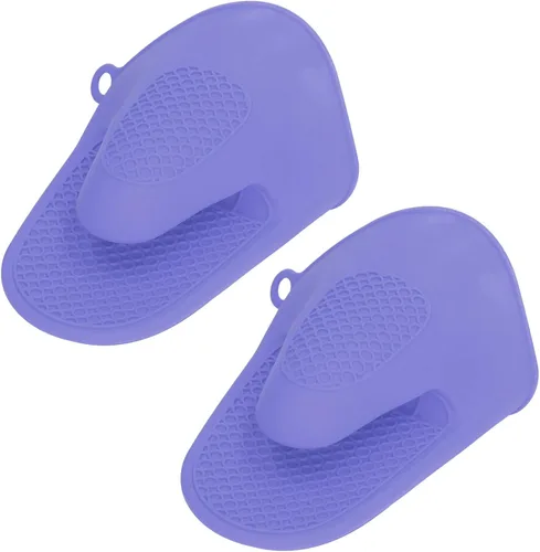Jeanoko 2 mitones de horno de silicona engrosados para cocina, guantes de horno para cocina (morado)