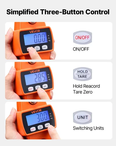 Miniatura 6 de VEVOR Báscula digital para grúa, 660 libras/661.4 lbs, báscula industrial resistente para colgar con caja de aluminio fundido y pantalla LCD, mini