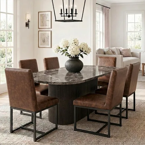 Miniatura 15 de HNY Juego de 2 sillas de cocina modernas, silla de cocina y comedor de cuero PU, silla de comedor tapizada silla auxiliar con marco de metal