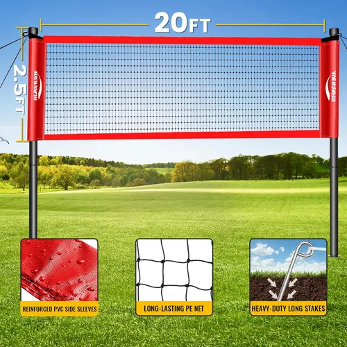 Miniatura 2 de Juego de bádminton para patio trasero: red portátil para exteriores con 4 raquetas de rendimiento, 3 volantes y línea de límite, juego completo