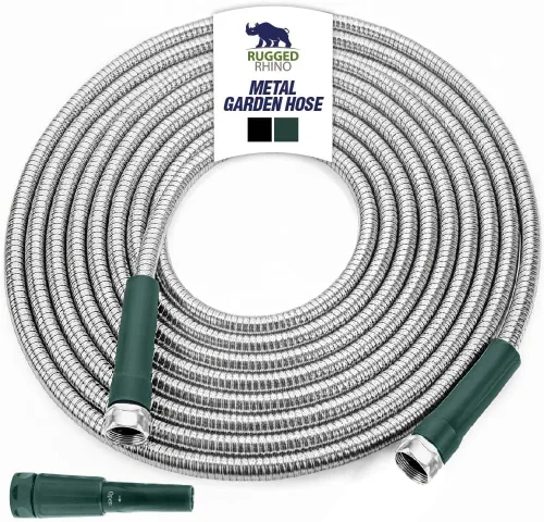 Miniatura 12 de Rugged Rhino Manguera de jardín flexible de servicio pesado y ligera, 25 pies x 5/8 pulgadas, 4 capas a prueba de fugas, herramientas de jardinería
