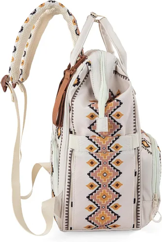 Miniatura 8 de Montana West Wrangler Bolsa Mochila para Pañales Mochila de Viaje Azteca Carteras Occidentales Multifunción Bolsas para Bebé para Mamá con Bolsillos
