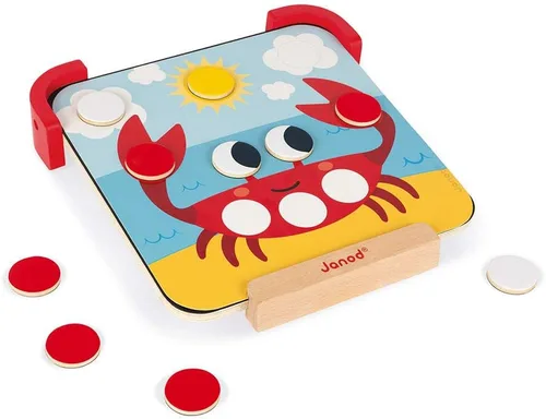 Janod I Am Learning Colors - Juego de fichas magnéticas con 20 actividades y pizarra de tiza, a partir de 2 años, J05321
