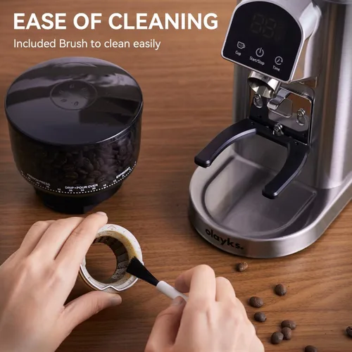 Miniatura 8 de Molinillo de café cónico eléctrico con temporizador electrónico, antiestático, molinillos de café para uso doméstico, molinillo de rebabas cónicas