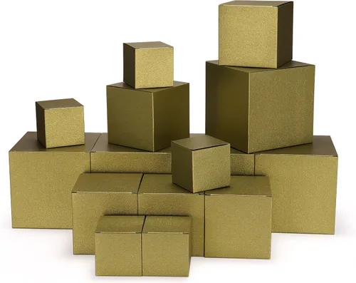 Quotidian Cajas de regalo plegables de papel perlado italiano vintage de color verde oliva con tapas de 2 pulgadas, 3 pulgadas, 4 pulgadas (5, 7.6,