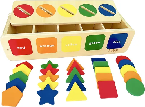 Dailyfunn Montessori Toys - Caja de aprendizaje para clasificar colores y formas para bebés y niños pequeños de 1 a 3 años