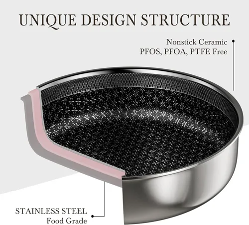Miniatura 6 de Caannasweis Juego de utensilios de cocina antiadherentes desmontables, ollas y sartenes de inducción apilables con asas extraíbles, aptos