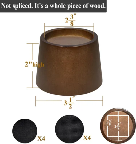 Miniatura 2 de Elevadores de cama de madera (4 piezas redondas de 2 pulgadas)