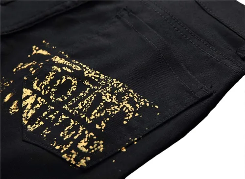 Miniatura 6 de Baylvn - Pantalones de mezclilla entallados y estampados para hombre con corte recto