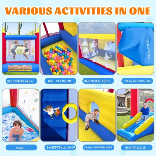 Miniatura 3 de Baralir Casa inflable de rebote con sala de pelotas para niños de 3 a 6 años, casa de rebote interior con tobogán, castillo de salto inflable