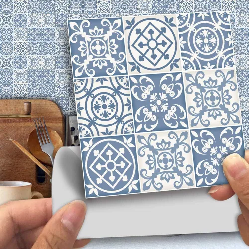 Miniatura 28 de Alwayspon 25 calcomanías autoadhesivas para azulejos de pared, a prueba de agua, para cocina, baño, 6 x 6 pulgadas Piedra beige