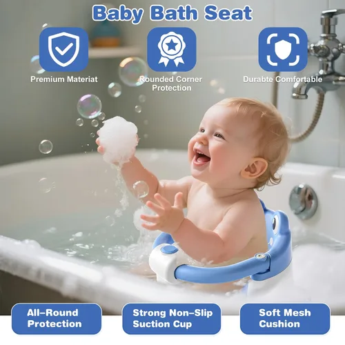 Miniatura 7 de Asiento de baño para bebé de 6 meses en adelante, asientos de baño antideslizantes para niños pequeños para sentarse, silla de bañera para bebés
