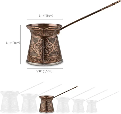 Miniatura 2 de Alisveristime Auténtica cafetera turca, hecha a mano Cezve/Ibrik, 3.14 pulgadas de ancho, 3.14 pulgadas de alto, 13.52 onzas ¡Mejora tu experiencia