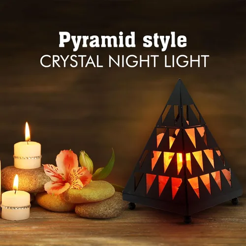 Miniatura 6 de Lámpara de sal de cristal estilo pirámide Himalayan Glow, luz nocturna con trozos de sal rosa, bombilla de lámpara de sal, (certificada ETL)