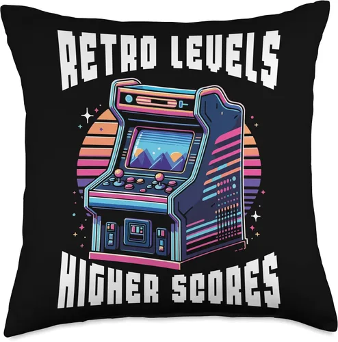 Miniatura 4 de Retro Vintage 80s Arcade Nostalgia Pixel Art Video Games Throw Pillow
