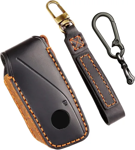 OLLEN Funda para llavero de cuero genuino, compatible con BMW 2023~arriba Nueva Serie 5/7 740i 760i X1 X2 X3 X5 X6 X7 XM IX IX3 I5 I7, etc., con