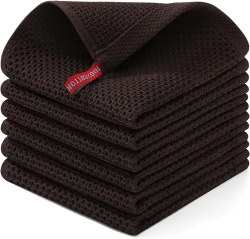 Miniatura 28 de Homaxy Paños de cocina de 100% algodón con tejido de gofre, ultra suaves, absorbentes, de secado rápido, 12 x 12 pulgadas, paquete de 6, amarillo