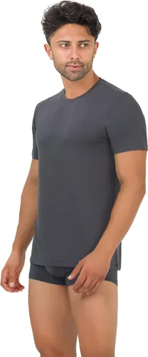 Miniatura 3 de BAMBOOVEN Camisetas para hombre de rayón hechas de bambú, ajuste moderno, camiseta interior que absorbe la humedad, cuello redondo, camisetas