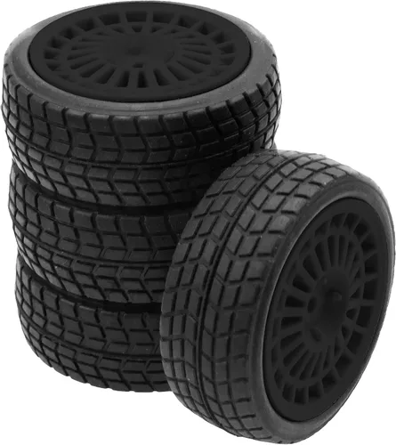 Miniatura 3 de OD2.75 pulgadas de nailon de 0.472 in hexagonales, llantas y neumáticos de goma compatibles con HSP Tamiya HPI Traxxas 1/10 1/12 en carretera, Negro