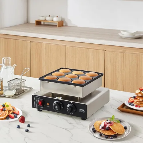 Miniatura 8 de VEVOR - Máquina para hacer panqueques holandeses, para 9 piezas, diám. 76 mm, máquina para hacer dorayaki, 850 W, eléctrica comercial