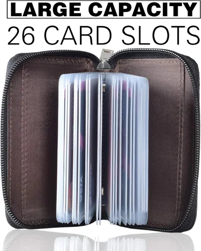 Miniatura 3 de Easyoulife billetera para tarjetas de crédito de cuero auténtico con espacio para 26 tarjetas
