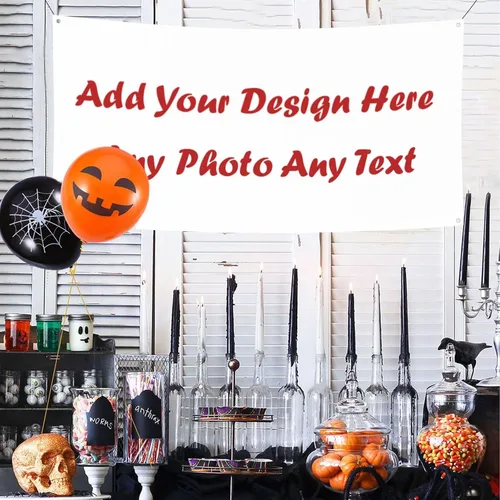 Miniatura 13 de Cartel personalizado de Feliz Halloween para fiesta, añade tu texto en la pancarta, decoraciones de Halloween personalizadas para interiores