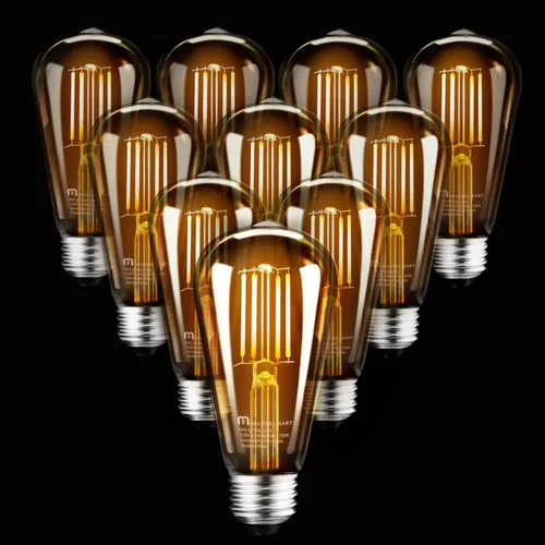 Miniatura 16 de MASTERY MART Paquete de 6 bombillas Edison vintage, bombilla LED E26 de 5.5 W equivalente a 60 W, regulable, blanco suave de 2700 K, ST19 antiguo