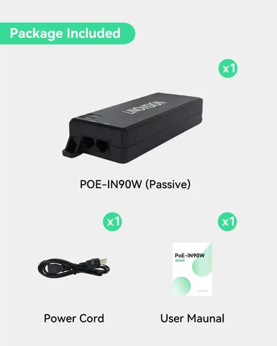 Miniatura 6 de LINOVISION Inyector de POE pasivo Gigabit 90W, inyector PoE de un solo puerto, 10/100/1000Mbps Hi-POE Midspan, inyector para cámara PTZ, teléfono