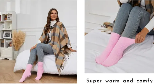 Miniatura 4 de CHANGGER Calcetines unisex con texto en inglés "If You Can Read This Bring Me Some Fuzzy Funny Saying Crew Socks Christmas Unisex Gift
