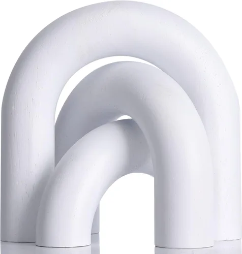 XMGZQ Arco de Madera Blanca para Artículos de Decoración de Mesa de Café, Estatua de Madera y Conjunto de Esculturas 3, Estética Japonesa Neutra