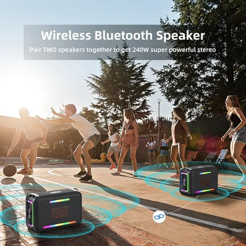 Miniatura 4 de ZEALOT Altavoz Bluetooth de 120 W RMS (pico de 150 W), altavoces inalámbricos portátiles IPX6, resistente al agua, altavoz de subwoofer Bluetooth