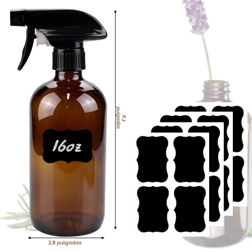 Miniatura 6 de Bontip - Botella de vidrio con atomizador, juego de botellas de vidrio con atomizador y accesorios para limpiadores de ventanas no tóxicos, Ámbar
