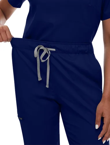 Miniatura 4 de niaahinn Conjunto de uniforme médico para mujer con cuello en V clásico y pantalones deportivos de yoga, uniforme médico de enfermería