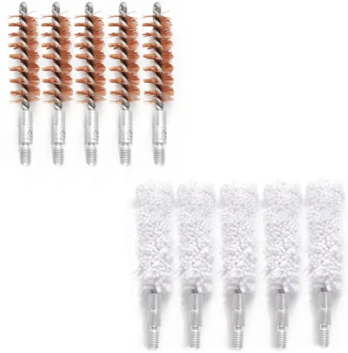 Miniatura 15 de Kit de 10 Cepillos/Hisopos para Ánima, Cepillos de Limpieza para Ánima de Escopeta/Pistola (.25 Cal)