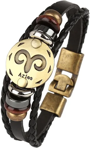 Miniatura 3 de Hamoery Pulsera de cuero de aleación punk para Constellation trenzada pulsera pulsera brazalete